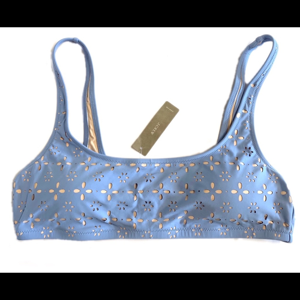 NEW J Crew Laser Cut Scoop Neck Bikini Top Large